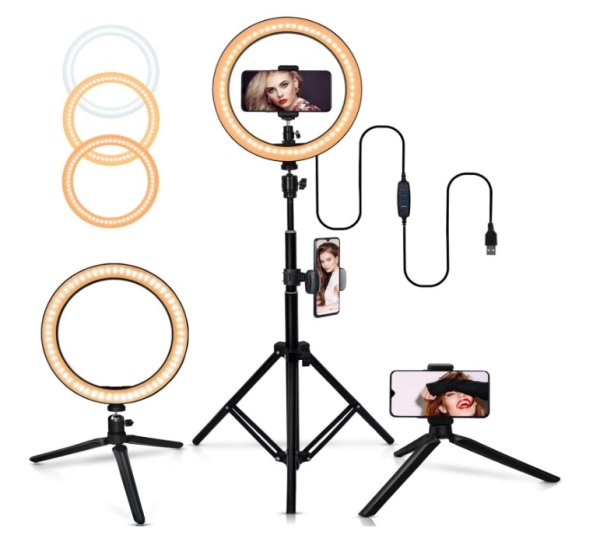 Photo1: Ring Light with Light Stand Universal Phone Holder  (1)