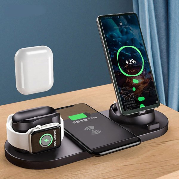 Photo1: 4 in 1 Wireless Charger Dock Station 10W Qi Fast Stand Case  (1)