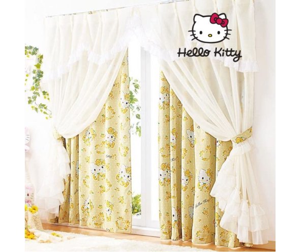 Photo1: New Hello Kitty Happiness Rose 2 Way Curtain (1)