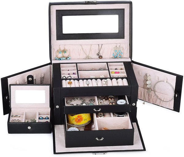 Photo1: PAPAGEI Jewelry Box Organizer 3 Layer Display Storage Case- Long Mirror (1)